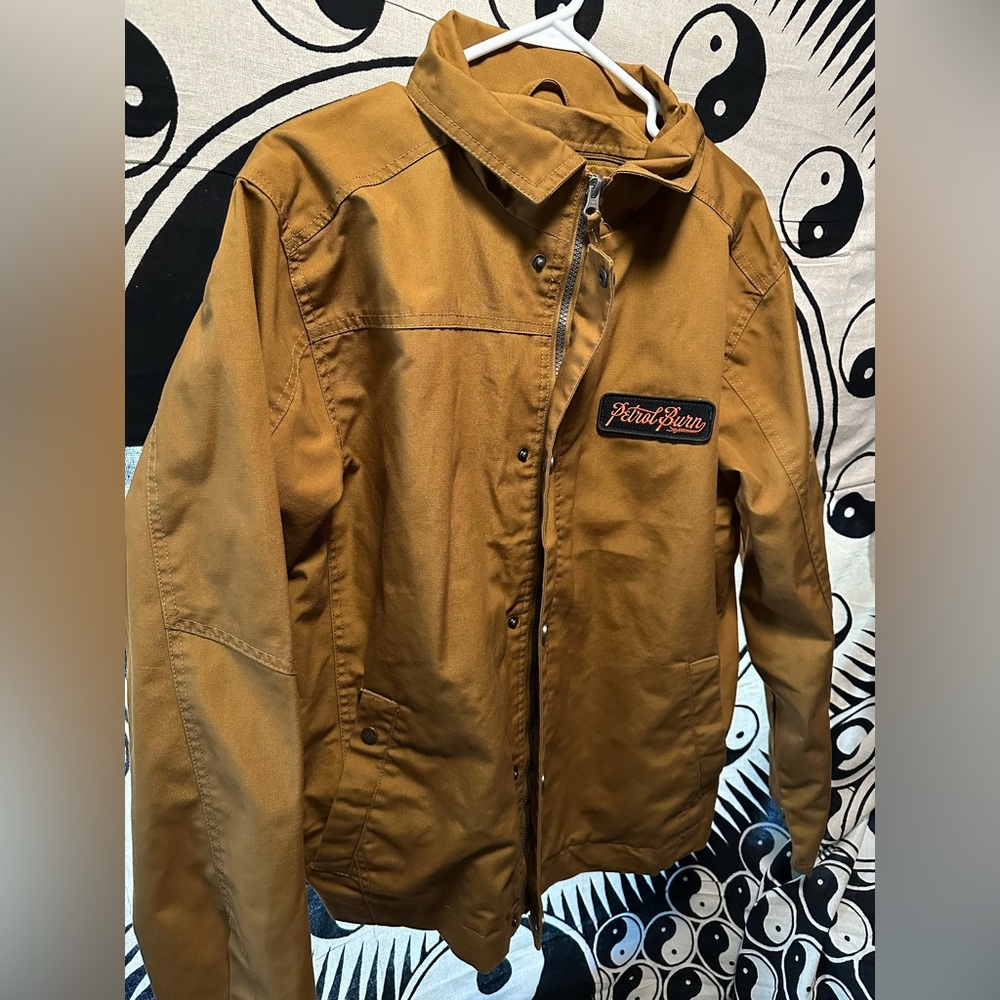 Petrol Burn Brand Rugged Lightweight Brown Full Zip Snap Jacket